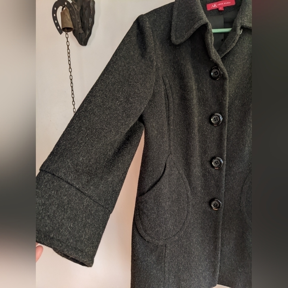 Anne Klein Wool Coat Black Petite Large - Picture 3 of 7